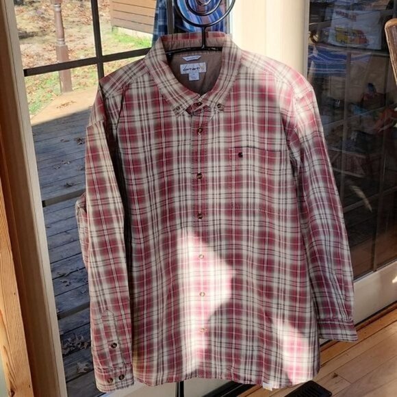 Carhartt Relaxed Fit Embroidered Pocket Casual Button Down Long Slv Sz XL Shirt - Picture 1 of 14